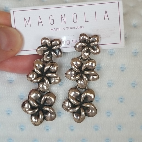 Magnolia Jewelry - NWT Plumeria sterling silver 925 earrings